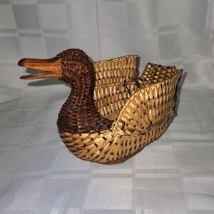 Vintage Wicker Duck Basket